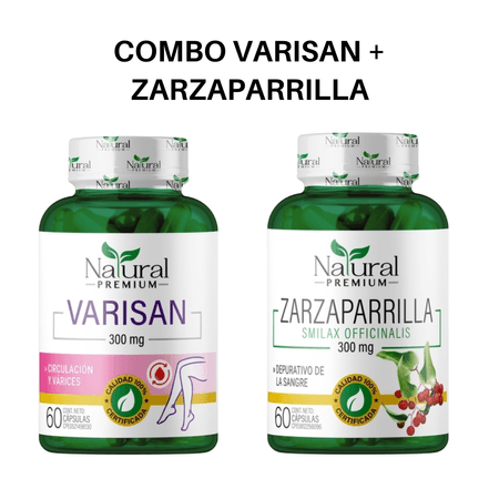 Combo Natural Premium Varisan 300 mg + Zarzaparrilla 300 mg 