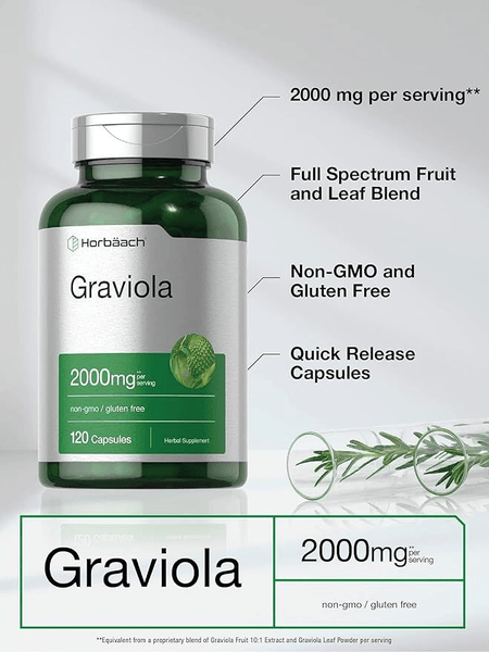 Graviola / Guanábana 2000mg por serv 120 cápsulas Horbaach
