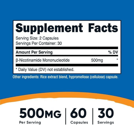 NMN (nicotinamida mononucleótido) 500mg 60 cápsulas