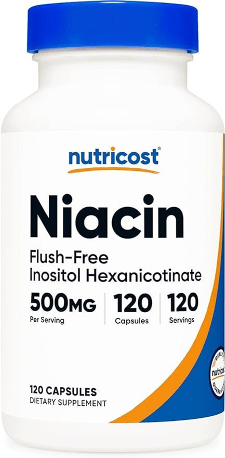 Vitamina B3 Niacina Flush Free 500 mg 120 cápsulas Nutricost