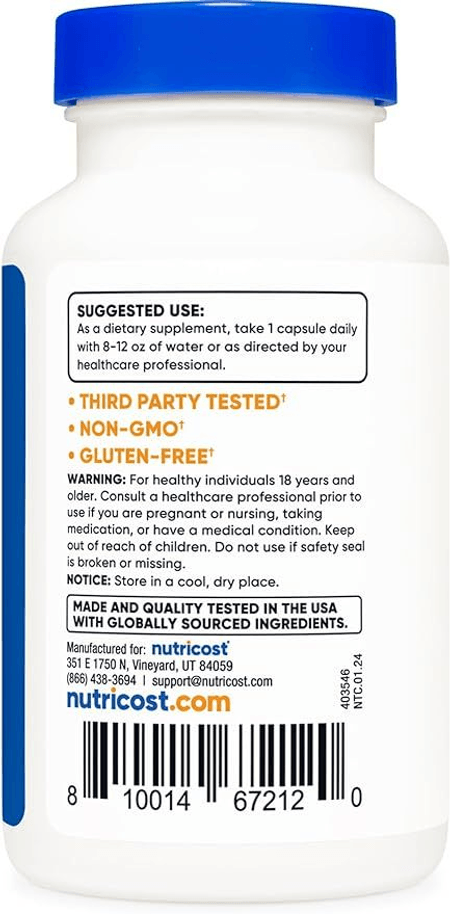 Vitamina B3 Niacina Flush Free 500 mg 120 cápsulas Nutricost