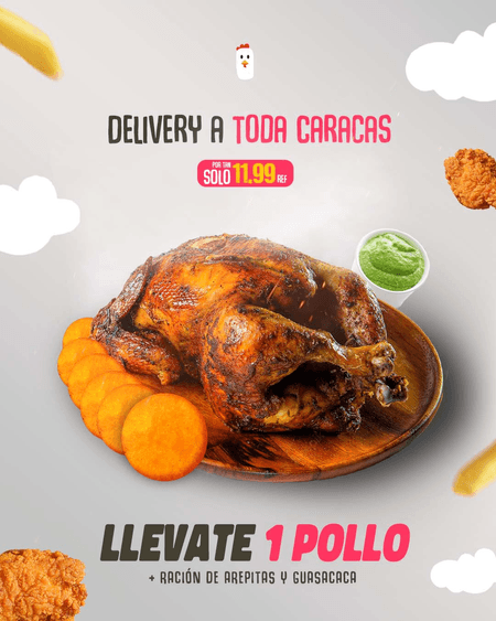 1 Pollo completo + Arepitas