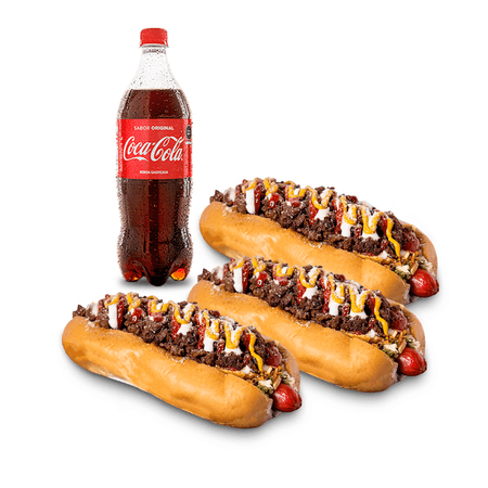 THREE PACK DE PERROS CON CARNE