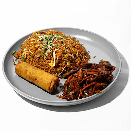 COMBO 6 - ARROZ ESPECIAL, LOMO DE RES SALTEADO Y LUMPIA