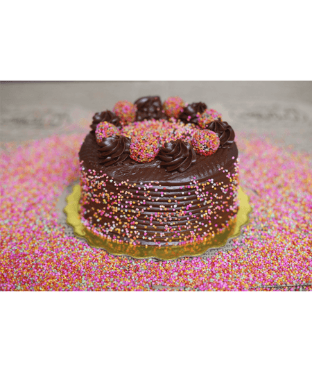 TORTA DE CHOCOLATE CON LLUVIA DE COLORES