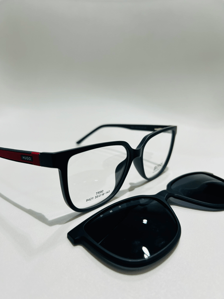 MONTURA CORRECTIVA HUGO BOSS CON CLIP-ON NEGRO