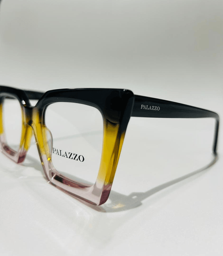 Montura correctiva Dama PALAZZO. Tricolor Gris Amarillo Rosa