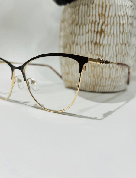 Montura correctiva para Damas Metal Dorado con Vinotinto.