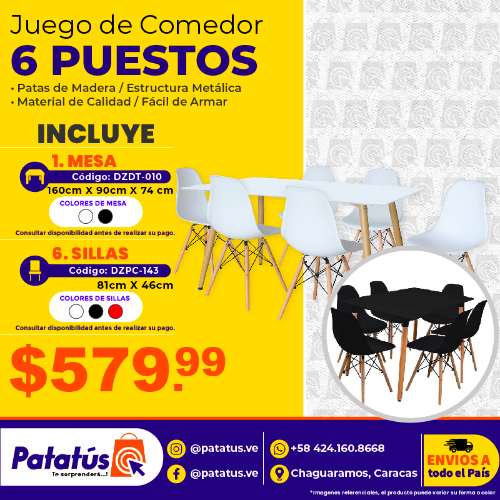 JUEGO DE COMEDOR 6 PUESTOS