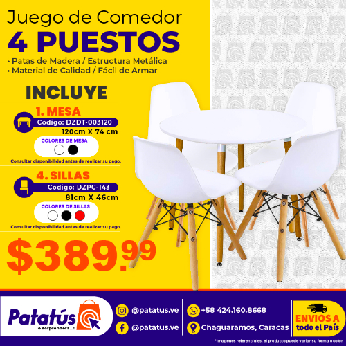 JUEGO DE COMEDOR DE 4 PUESTOS
