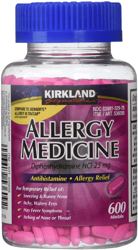 Antialérgico Difenhidramina 25 mg 600 tabletas Kirkland