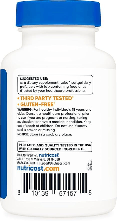 Astaxantina 12 mg 60 cápsulas Blandas Nutricost