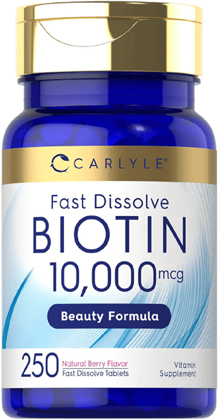 Biotina 10000 mcg 250 tabletas sabor cereza Carlyle