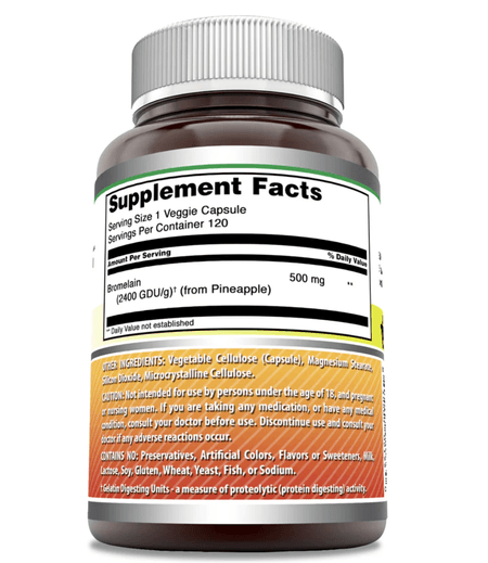 Bromelina 500 mg 120 tabletas Amazing Nutrition