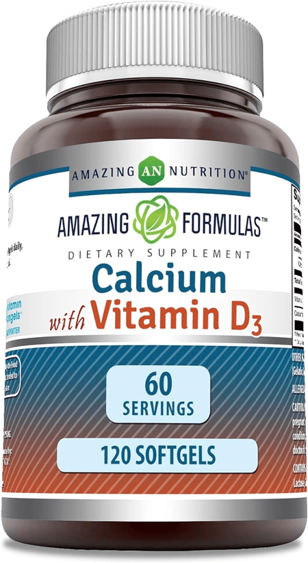 Calcio con Vitamina D3 120 cápsulas Amazing Nutrition