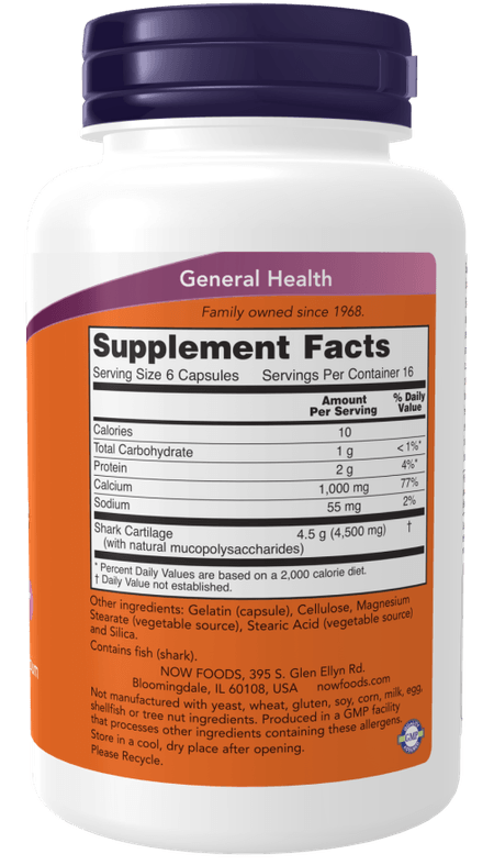 Cartílago de Tiburón 750 mg 100 cápsulas Now