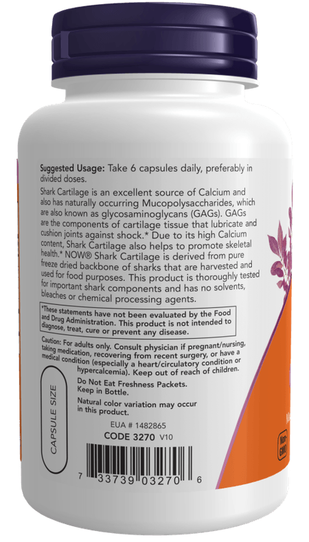 Cartílago de Tiburón 750 mg 100 cápsulas Now