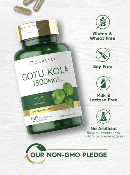Centella Asiática (Gotu Kola) 1500 mg 180 cápsulas Carlyle