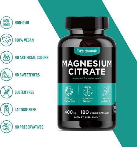 Citrato de Magnesio 400 mg 180 cápsulas Phinaturals