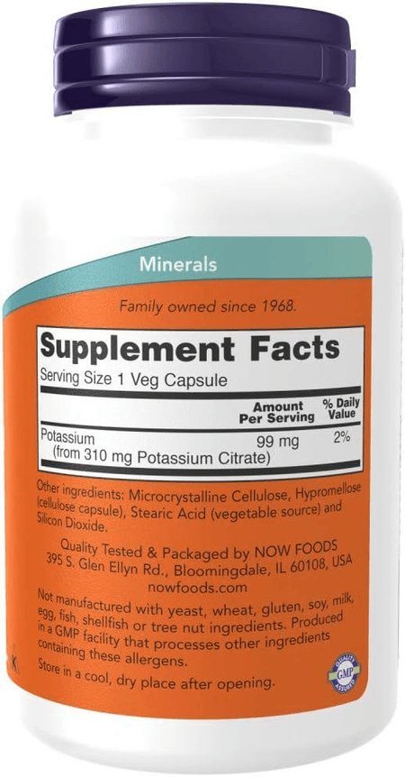Citrato de Potasio 310 mg 180 capsulas  Now