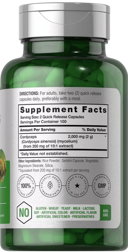 Cordyceps Mushroom 2000 mg 200 cápsulas Horbaach