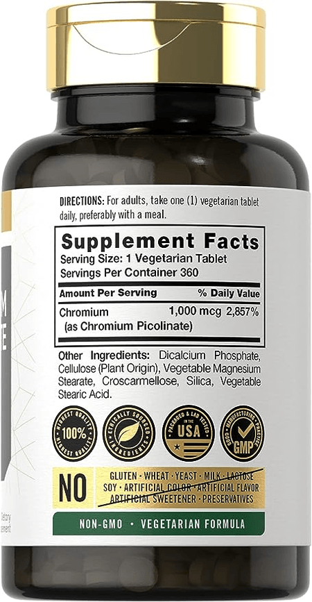 Cromo Picolinato 1000 mcg 360 tabletas Carlyle