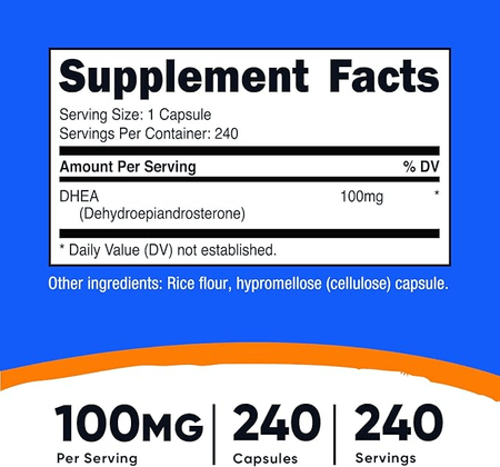 DHEA 100 mg 240 cápsulas Nutricost