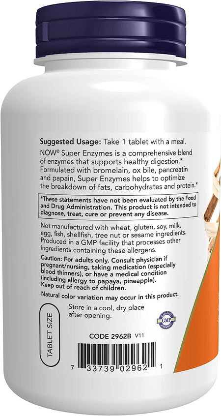 Enzimas Digestivas (Super Enzimas)  180 cápsulas Now