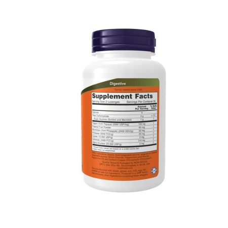 Enzimas de Papaya 180 tabletas masticables Now