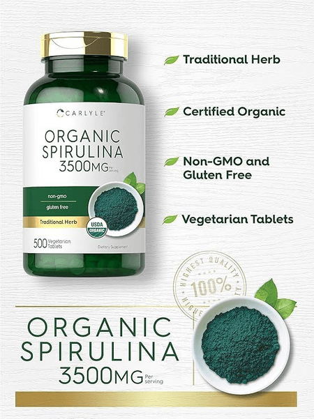 Espirulina Organica 3.500mg 500 tabletas Carlyle