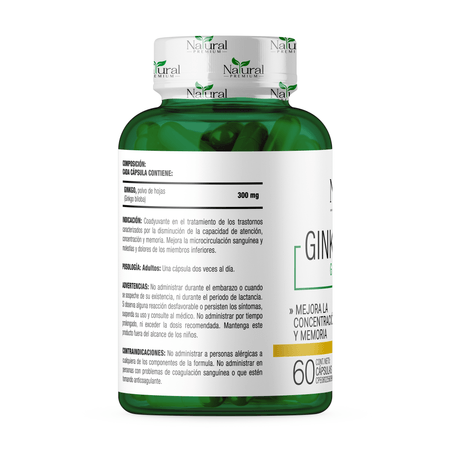 Ginkgo Biloba 300 mg 60 cápsulas Natural Premium