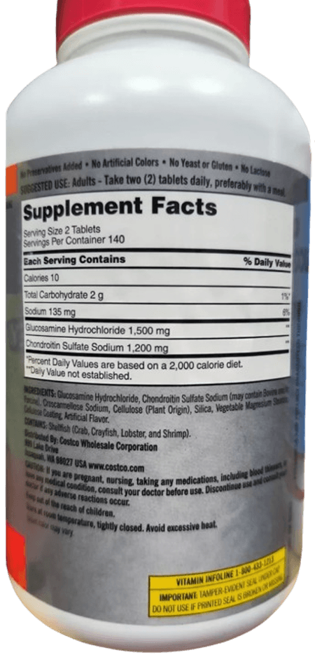 Glucosamina con Condroitina 1500 mg 280 tabletas Kirkland