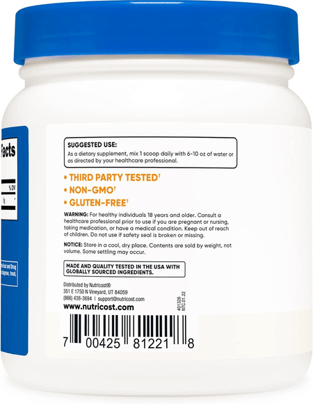 Glutamina en polvo 5 g por 100 servicios Nutricost