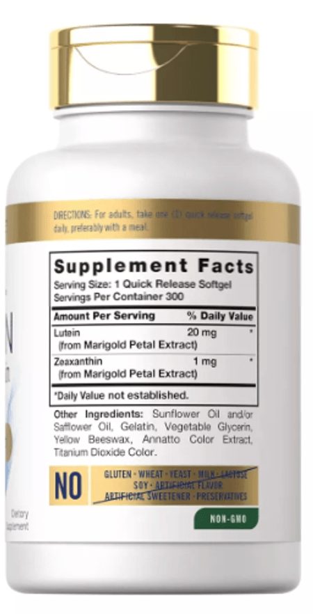 Luteína con Zeaxantina 20 mg 300 cápsulas blandas Carlyle