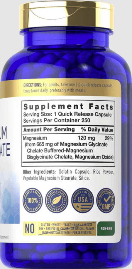 Bisglicinato de Magnesio 665 mg 250 cápsulas Carlyle