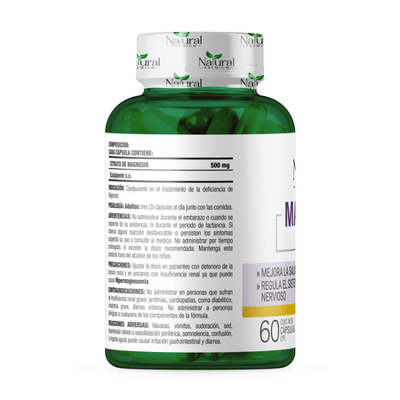 Citrato de magnesio 500 mg por 60 cápsulas Natural Premium