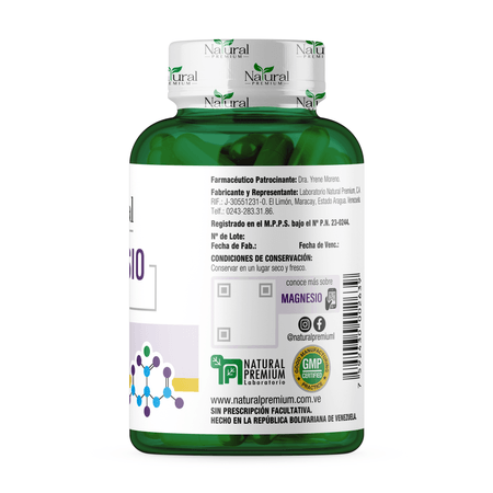 Citrato de magnesio 500 mg por 60 cápsulas Natural Premium