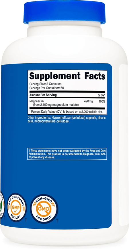 Magnesio (Malato de Magnesio) 2100 mg 180 cápsulas Nutricost