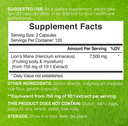 Melena de León 7500 mg 240 cápsulas Deal Supplement