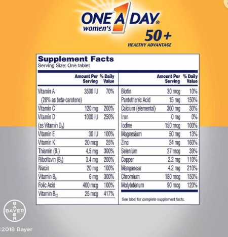Multivitamínico One a Day Mujer +50 años 300 tabletas Bayer