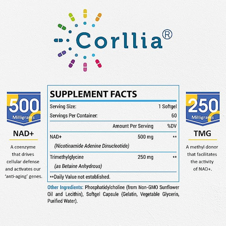 NAD Liposomal 500 mg 60 cápsulas blandas Corllia