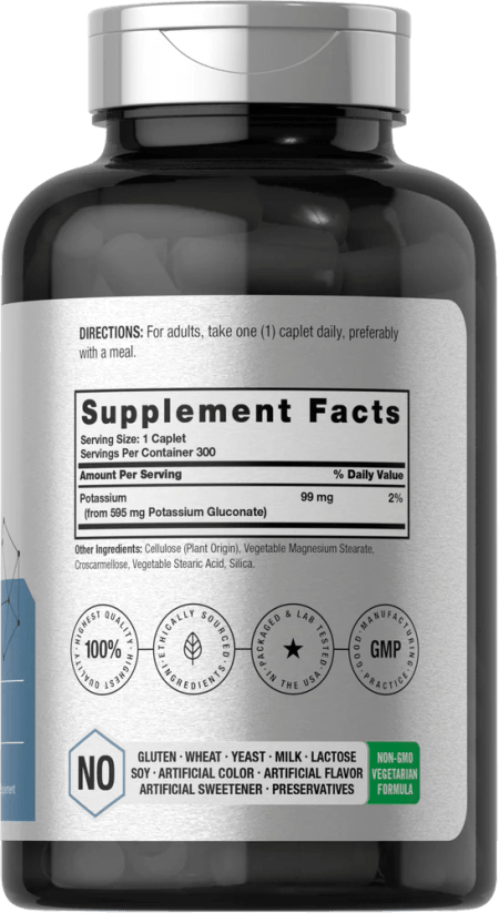 Potasio (Gluconato de Potasio) 595 mg 300 tabletas Horbaach