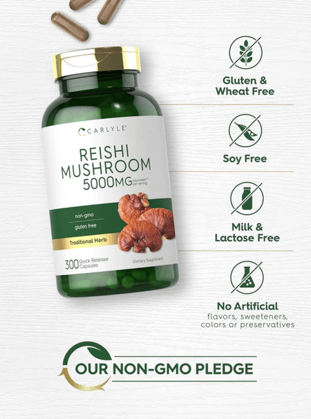 Reishi Mushroom 5000 mg 300 cápsulas Carlyle