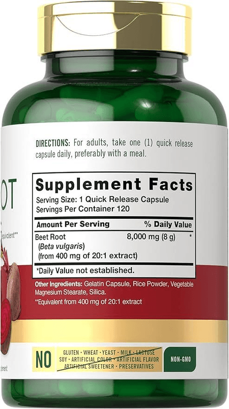 Raiz de Remolacha (Beet Root) 8000 mg 120 Cápsulas Carlyle