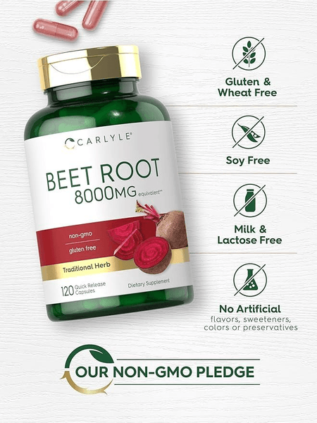 Raiz de Remolacha (Beet Root) 8000 mg 120 Cápsulas Carlyle