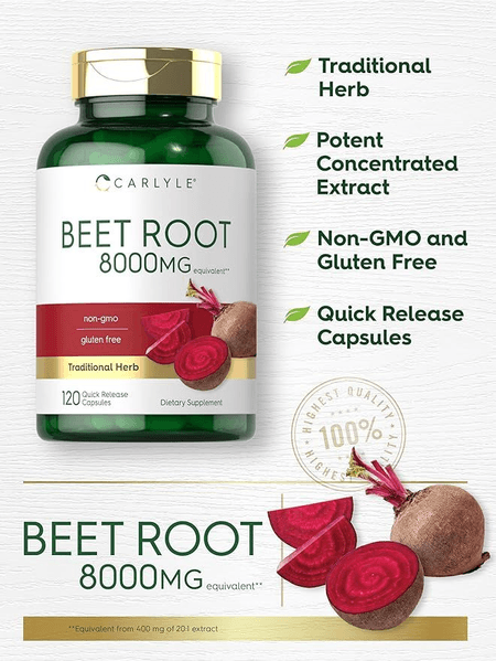 Raiz de Remolacha (Beet Root) 8000 mg 120 Cápsulas Carlyle