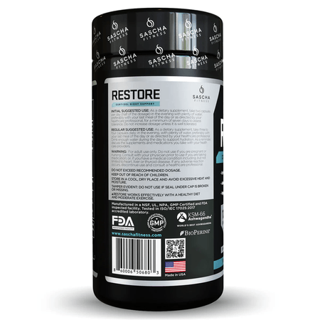 Restore Cortisol Night Support 120 cápsulas  Sascha Fitness