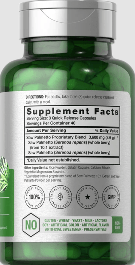 Saw Palmetto 3600 mg 120 cápsulas Horbaach