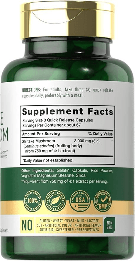 Shiitake Mushroom 3000 mg 200 cápsulas Carlyle