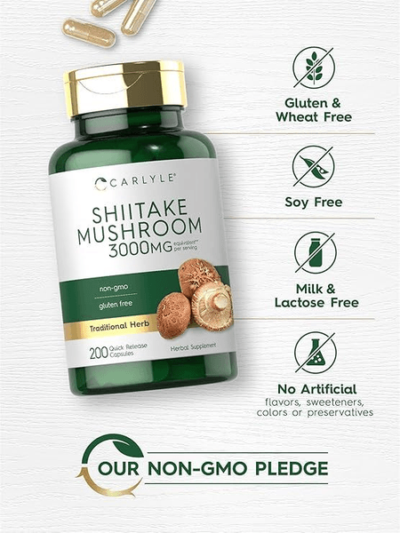 Shiitake Mushroom 3000 mg 200 cápsulas Carlyle